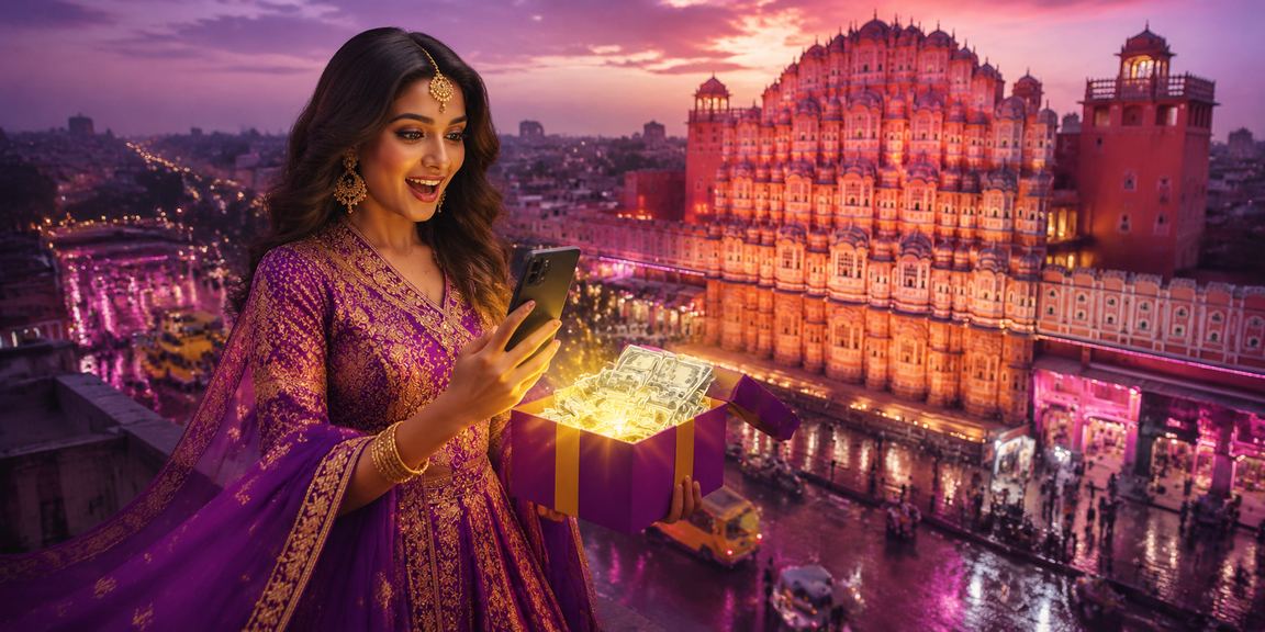 Neon lights of Jaipur representing a balanced gaming lifestyle
